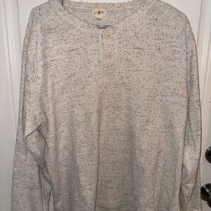 J. Crew Men's Speckled Cream Henley Sweatshirt